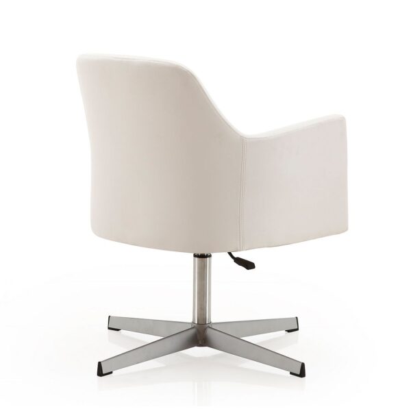 Manhattan Comfort Pelo White and Polished Chrome Faux Leather Adjustable Height Swivel Accent Chair