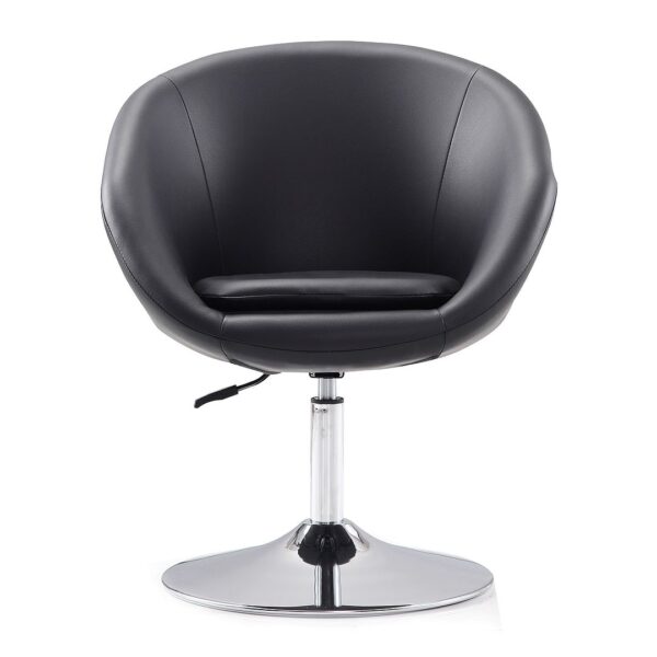 Manhattan Comfort Hopper Black and Polished Chrome Faux Leather Adjustable Height Chair