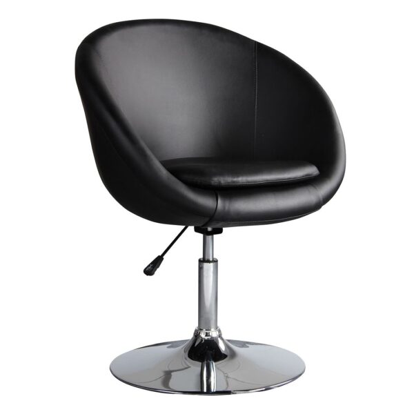 Manhattan Comfort Hopper Black and Polished Chrome Faux Leather Adjustable Height Chair