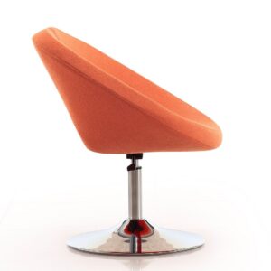 Manhattan Comfort Perch Orange and Polished Chrome Wool Blend Adjustable Chair