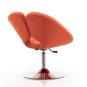 Manhattan Comfort Perch Orange and Polished Chrome Wool Blend Adjustable Chair