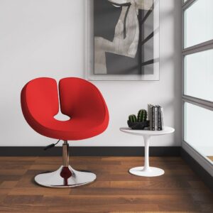 Manhattan Comfort Perch Red and Polished Chrome Wool Blend Adjustable Chair