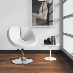 Manhattan Comfort Perch White and Polished Chrome Faux Leather Adjustable Chair