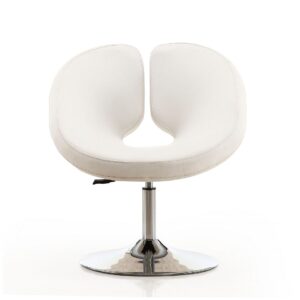 Manhattan Comfort Perch White and Polished Chrome Faux Leather Adjustable Chair