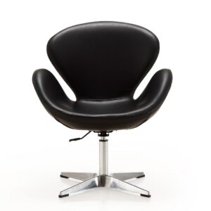 Manhattan Comfort Raspberry Black and Polished Chrome Faux Leather Adjustable Swivel Chair