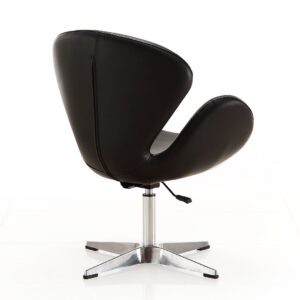 Manhattan Comfort Raspberry Black and Polished Chrome Faux Leather Adjustable Swivel Chair