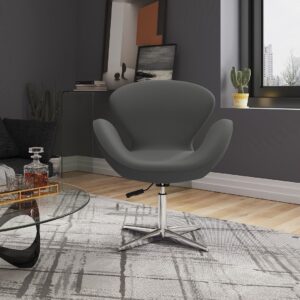 Manhattan Comfort Raspberry Grey and Polished Chrome Wool Blend Adjustable Swivel Chair