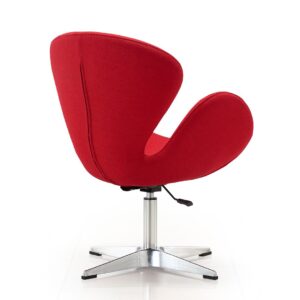 Manhattan Comfort Raspberry Red and Polished Chrome Wool Blend Adjustable Swivel Chair