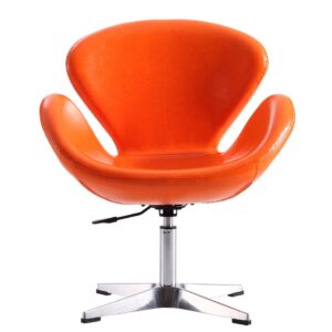 Manhattan Comfort Raspberry Tangerine and Polished Chrome Faux Leather Adjustable Swivel Chair