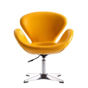 Manhattan Comfort Raspberry Yellow and Polished Chrome Faux Leather Adjustable Swivel Chair