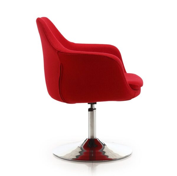 Manhattan Comfort Kinsey Red and Polished Chrome Wool Blend Adjustable Height Swivel Accent Chair