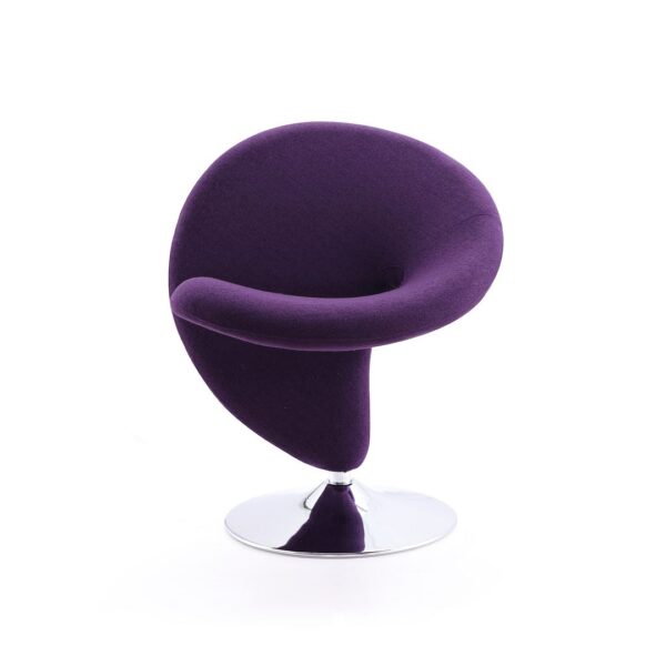 Manhattan Comfort Curl Purple and Polished Chrome Wool Blend Swivel Accent Chair