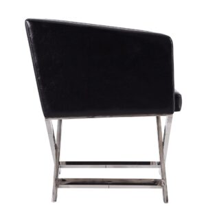 Manhattan Comfort Hollywood Black and Polished Chrome Faux Leather Lounge Accent Chair