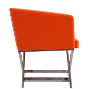 Manhattan Comfort Hollywood Orange and Polished Chrome Faux Leather Lounge Accent Chair