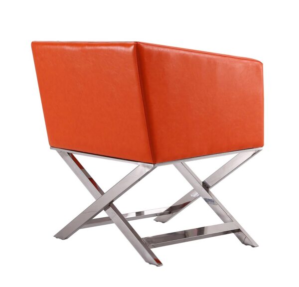 Manhattan Comfort Hollywood Orange and Polished Chrome Faux Leather Lounge Accent Chair