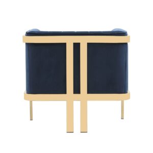 Manhattan Comfort Paramount Royal Blue and Polished Brass Velvet Accent Armchair