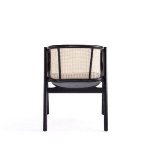 Manhattan Comfort Versailles Armchair in Black and Natural Cane