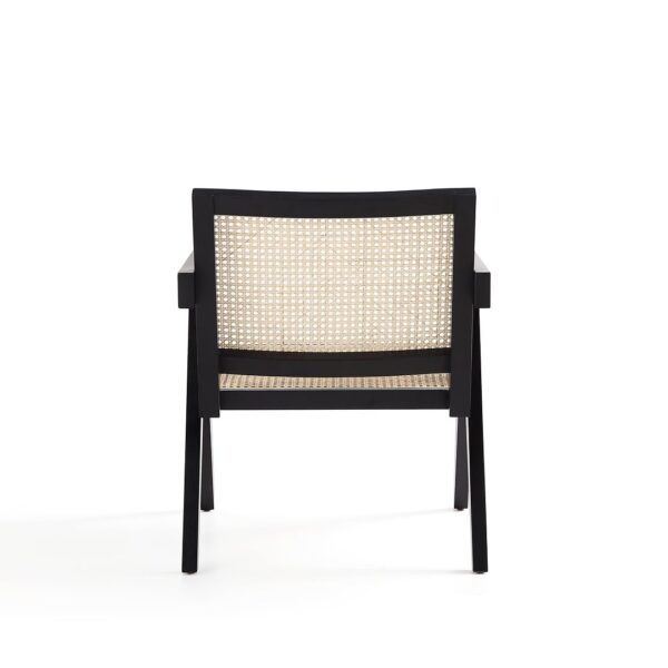 Manhattan Comfort Hamlet Accent Chair in Black and Natural Cane