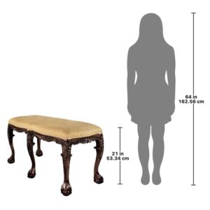 Design Toscano AF1335 47 Inch French Baroque Carved 6 Leg Duet Bench