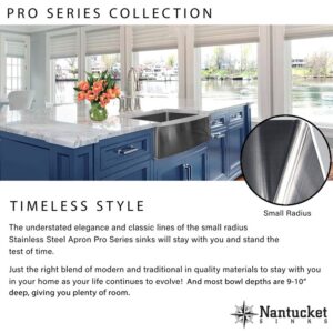 Nantucket Sinks EZApron33-9 Patented Design Pro Series Single Bowl Undermount Stainless Steel Kitchen Sink with 9 Inch Apron Front