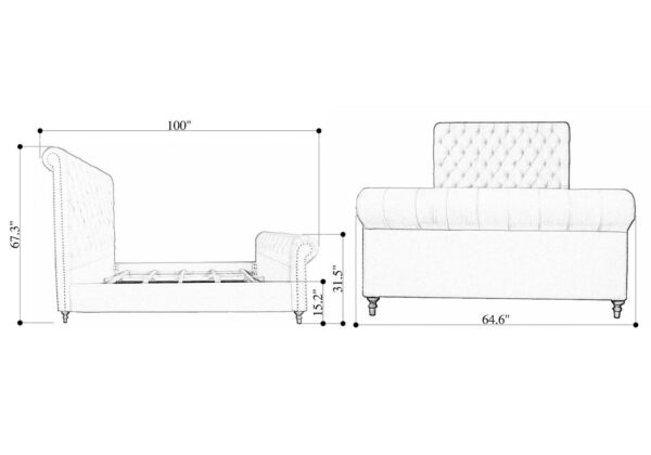 Manhattan Comfort Empire Cream Queen Bed