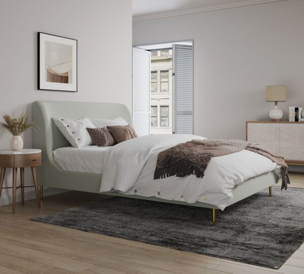 Manhattan Comfort Heather Full-Size Bed in Cream