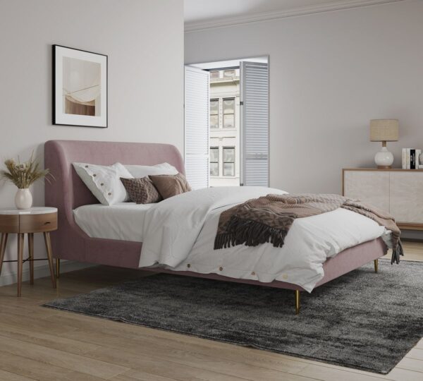 Manhattan Comfort Heather Queen Bed in Blush