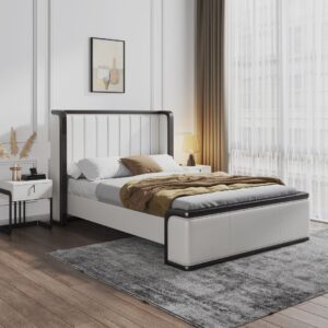 Manhattan Comfort Kingdom Cream Queen Bed