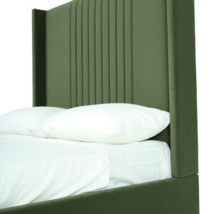 Manhattan Comfort Promenade Mid-Century Modern Velvet Upholstered Full- Size Bed in Moss Green