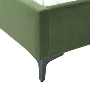 Manhattan Comfort Promenade Mid-Century Modern Velvet Upholstered Full- Size Bed in Moss Green