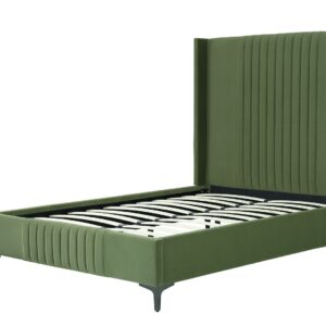 Manhattan Comfort Promenade Mid-Century Modern Velvet Upholstered Full- Size Bed in Moss Green