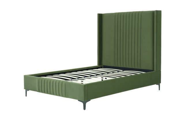 Manhattan Comfort Promenade Mid-Century Modern Velvet Upholstered Full- Size Bed in Moss Green