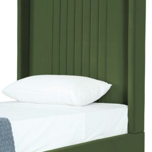 Manhattan Comfort Promenade Mid-Century Modern Velvet Upholstered Twin-Size Bed in Moss Green