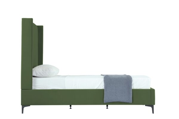 Manhattan Comfort Promenade Mid-Century Modern Velvet Upholstered Twin-Size Bed in Moss Green