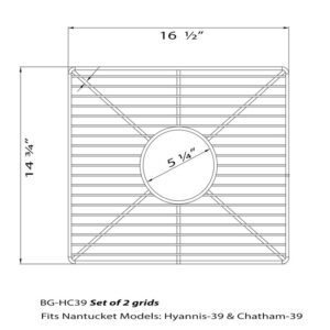 Nantucket Sinks BG-HC39 16-1/2 x 14-3/4 Inch Stainless Steel Bottom Grid Set