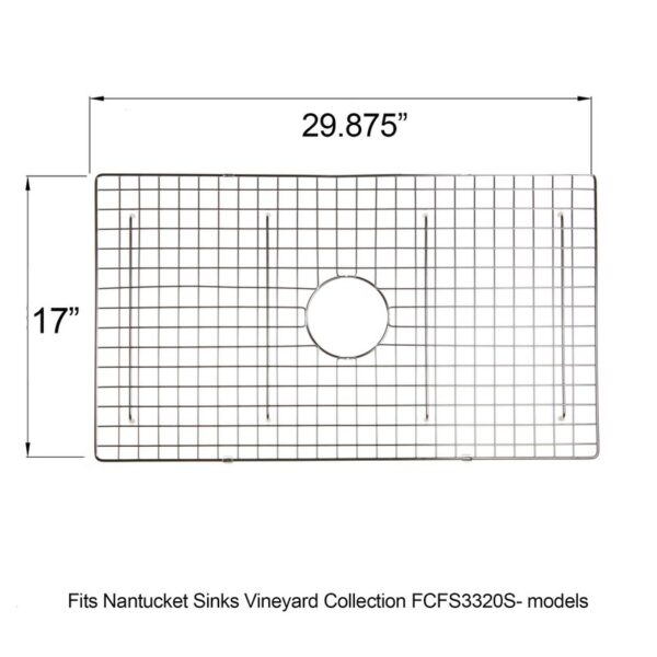 Nantucket Sinks BG-VC33S Premium Kitchen Stainless Steel Bottom Grid