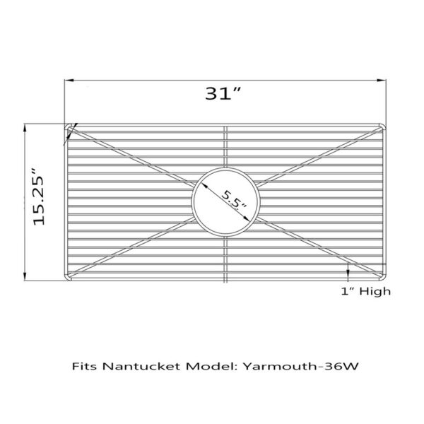 Nantucket BG-YM36 31 x 15 Inch Stainless Steel Bottom Grid for Kitchen Sinks