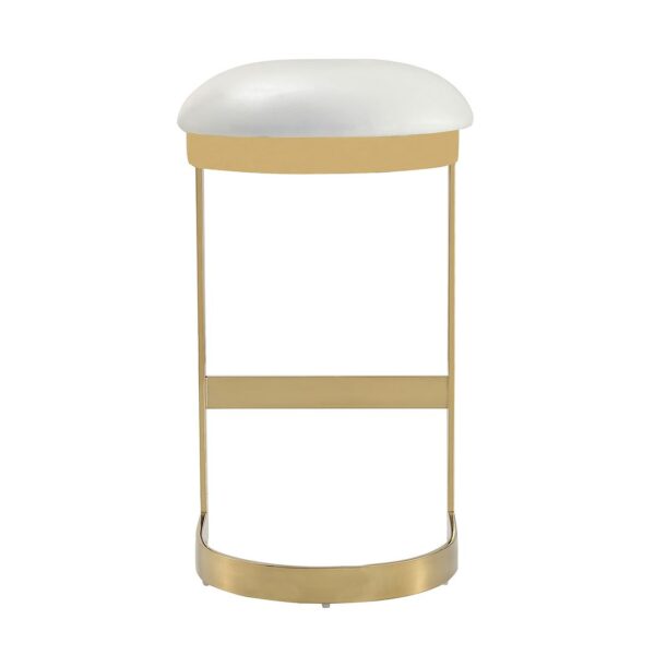 Manhattan Comfort Aura 28.54 in. White and Polished Brass Stainless Steel Bar Stool