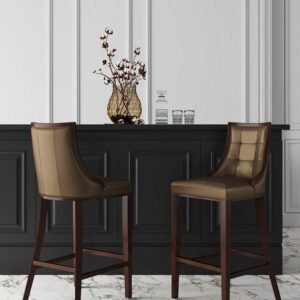 Manhattan Comfort Fifth Avenue 45 in. Bronze and Walnut Beech Wood Bar Stool