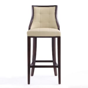 Manhattan Comfort Fifth Avenue 45 in. Cream and Walnut Beech Wood Bar Stool