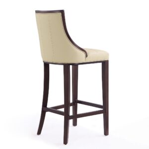 Manhattan Comfort Fifth Avenue 45 in. Cream and Walnut Beech Wood Bar Stool