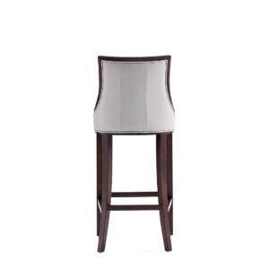 Manhattan Comfort Fifth Avenue Faux Leather Barstool in Light Grey