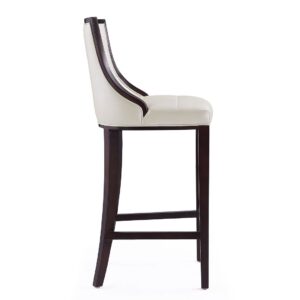 Manhattan Comfort Fifth Avenue 45 in. Pearl White and Walnut Beech Wood Bar Stool