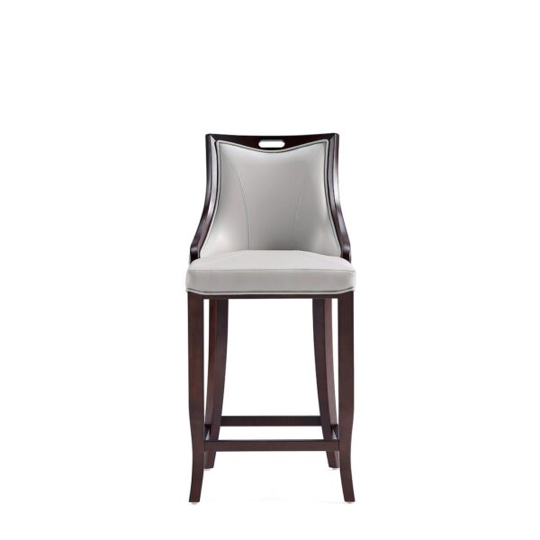 Manhattan Comfort Emperor Faux Leather Barstool in Light Grey