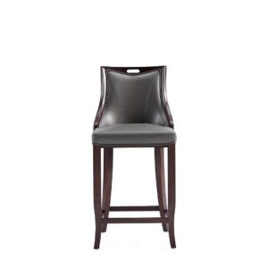 Manhattan Comfort Emperor Faux Leather Barstool in Pebble Grey