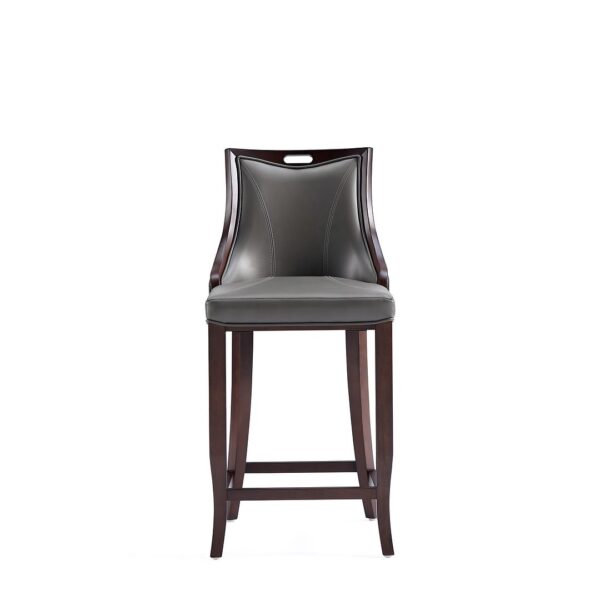 Manhattan Comfort Emperor Faux Leather Barstool in Pebble Grey