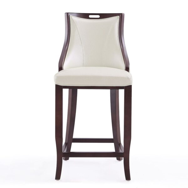 Manhattan Comfort Emperor 41 in. Pearl White and Walnut Beech Wood Bar Stool