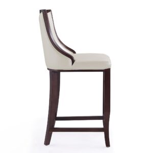 Manhattan Comfort Emperor 41 in. Pearl White and Walnut Beech Wood Bar Stool