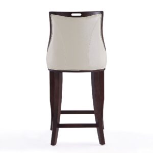 Manhattan Comfort Emperor 41 in. Pearl White and Walnut Beech Wood Bar Stool