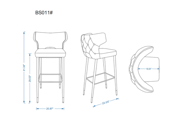 Manhattan Comfort Holguin 41.34 in. Grey, Black and Gold Wooden Barstool